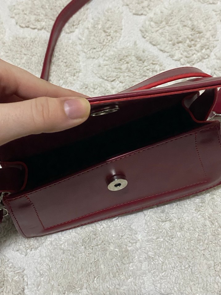 Kırmızı Deri Kadın Omuz Çantası - Görsel 4