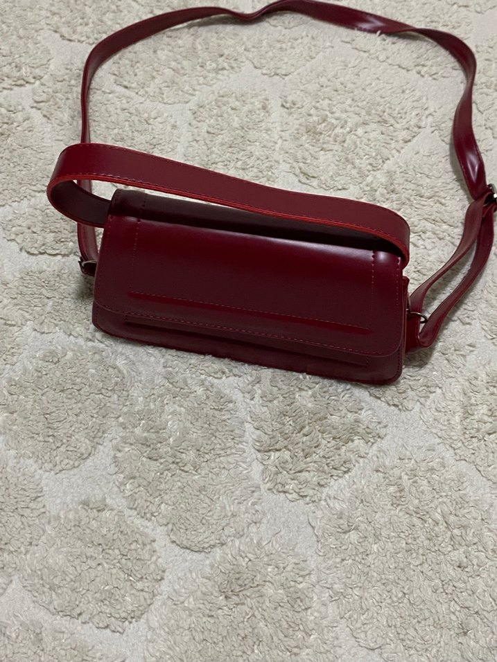 Kırmızı Deri Kadın Omuz Çantası - Görsel 3