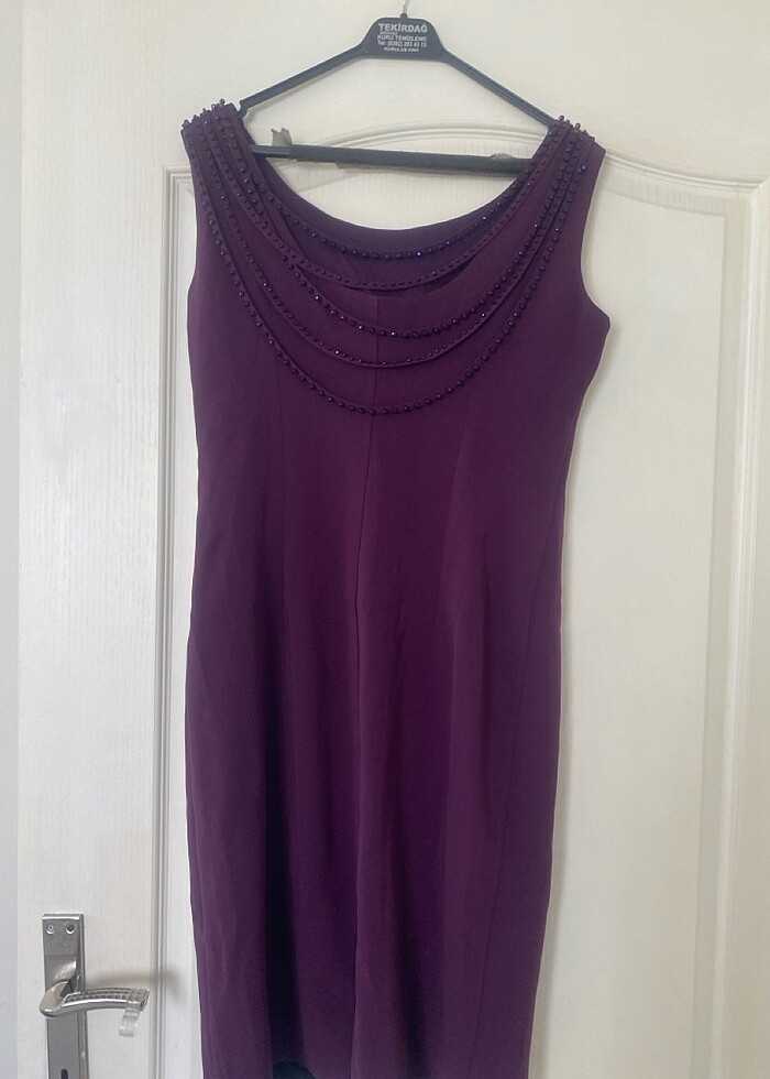 Mor taşlı elbise - Görsel 4