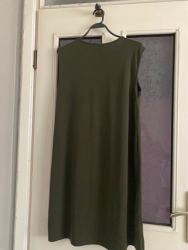 Haki renk çiçek işleme detaylı elbise - Görsel 5