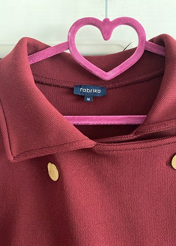 Bordo Midi Düğmeli kaban - Görsel 3