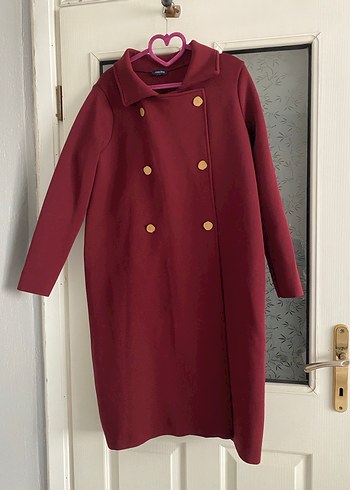 Bordo Midi Düğmeli kaban