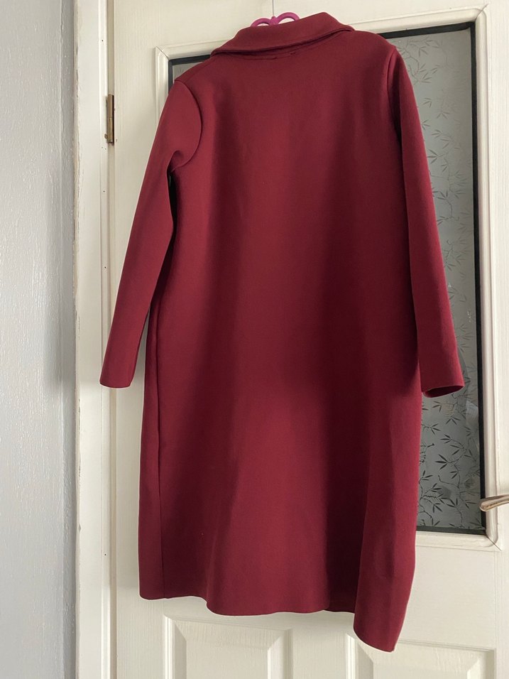 Bordo Midi Düğmeli kaban - Görsel 5