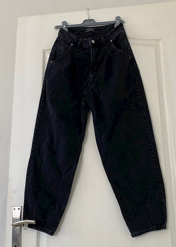 Kadın Siyah Loose Fit Denim mont Jean