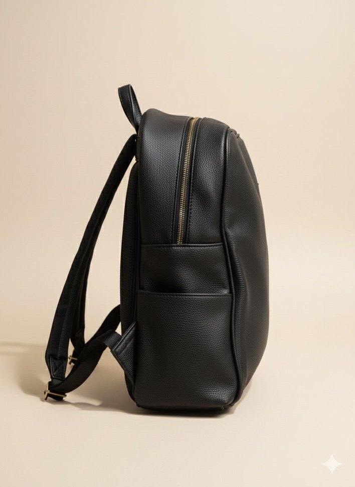 Siyah  Fermuarlı Kadın Sırt Çantası - Görsel 3