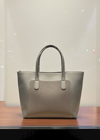 Gri Deri Kadın Günlük Çanta - Görsel 3