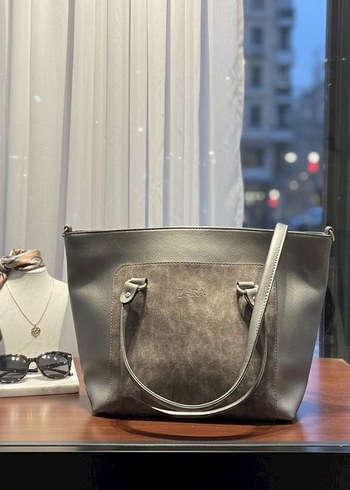 Gri Deri Kadın Günlük Çanta - Görsel 4