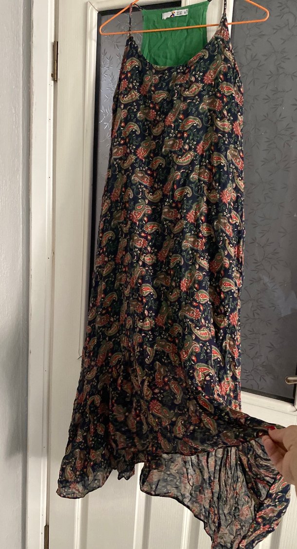 Bohem Çok Renkli Uzun Askısız Elbise - Görsel 4