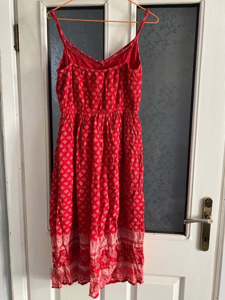 Kırmızı Bohem Midi Elbise - Görsel 4