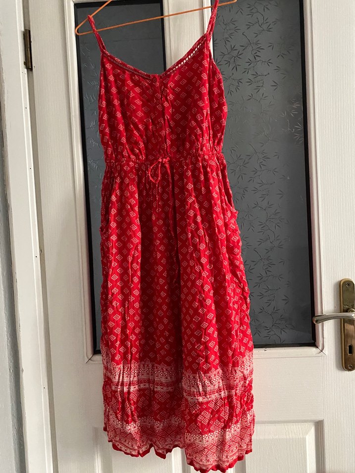 Kırmızı Bohem Midi Elbise - Görsel 3