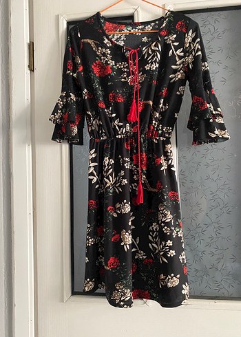 Çiçek Desenli Bohem Midi Elbise - Görsel 3