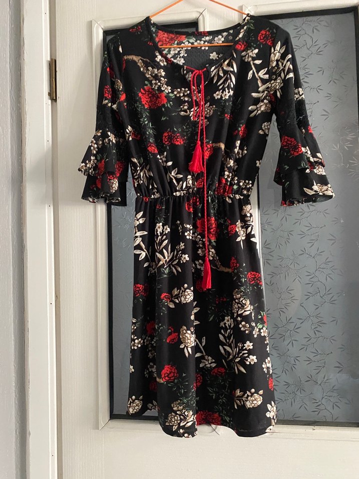 Çiçek Desenli Bohem Midi Elbise - Görsel 3