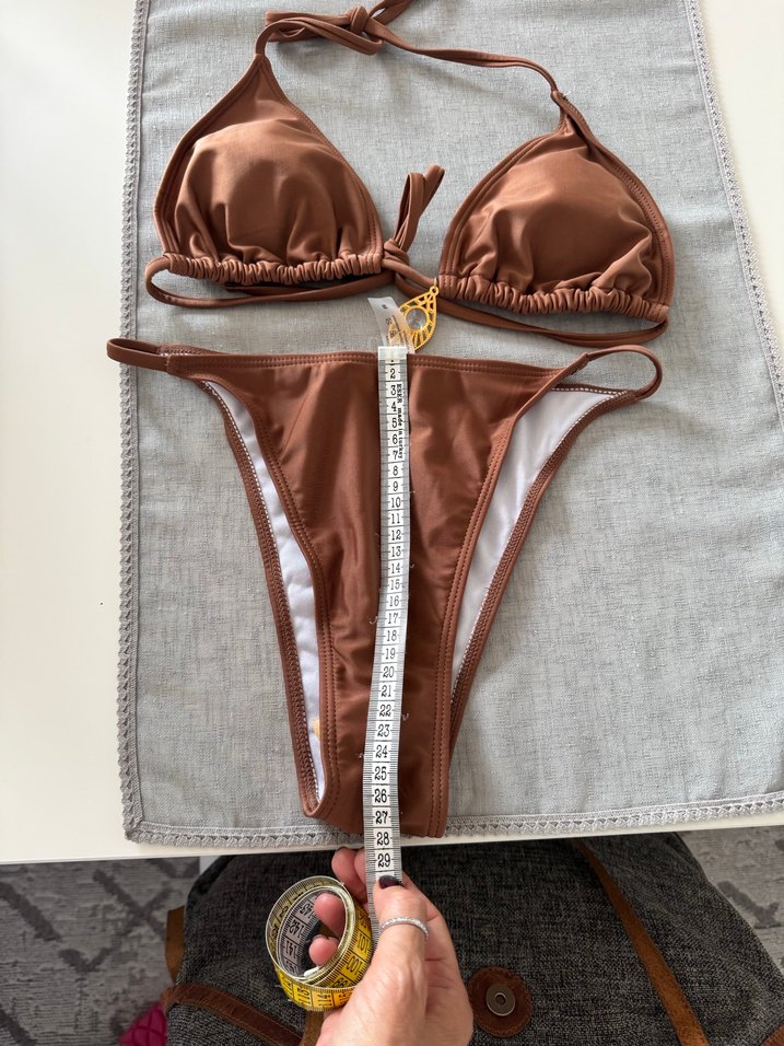 Parlak Kahverengi İpli Kadın Bikini - Görsel 5