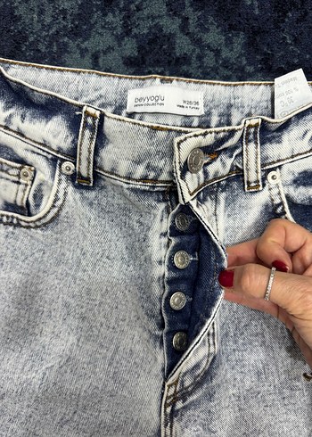 Gri Batik Desenli Kadın Denim Pantolon - Görsel 8