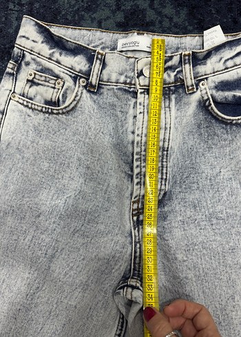 Gri Batik Desenli Kadın Denim Pantolon - Görsel 5