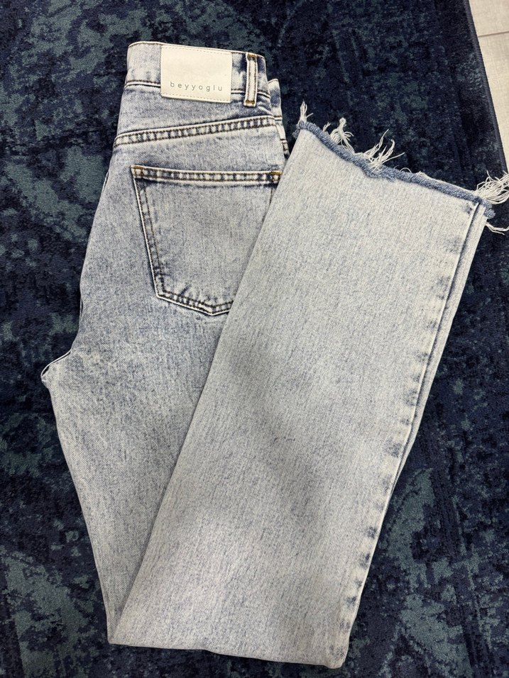 Gri Batik Desenli Kadın Denim Pantolon - Görsel 3