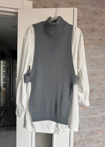 Zara Kadın Gri Yüksek Yakalı Örgü Süveter - Görsel 4