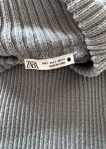 Zara Kadın Gri Yüksek Yakalı Örgü Süveter - Görsel 7