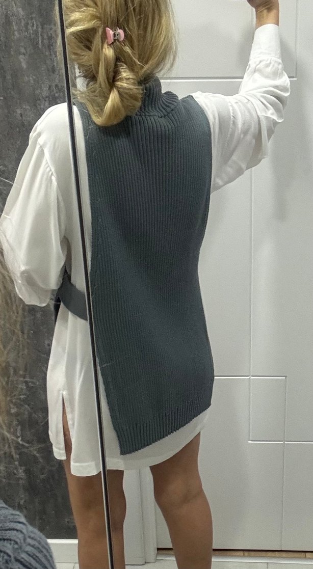 Zara Kadın Gri Yüksek Yakalı Örgü Süveter - Görsel 3