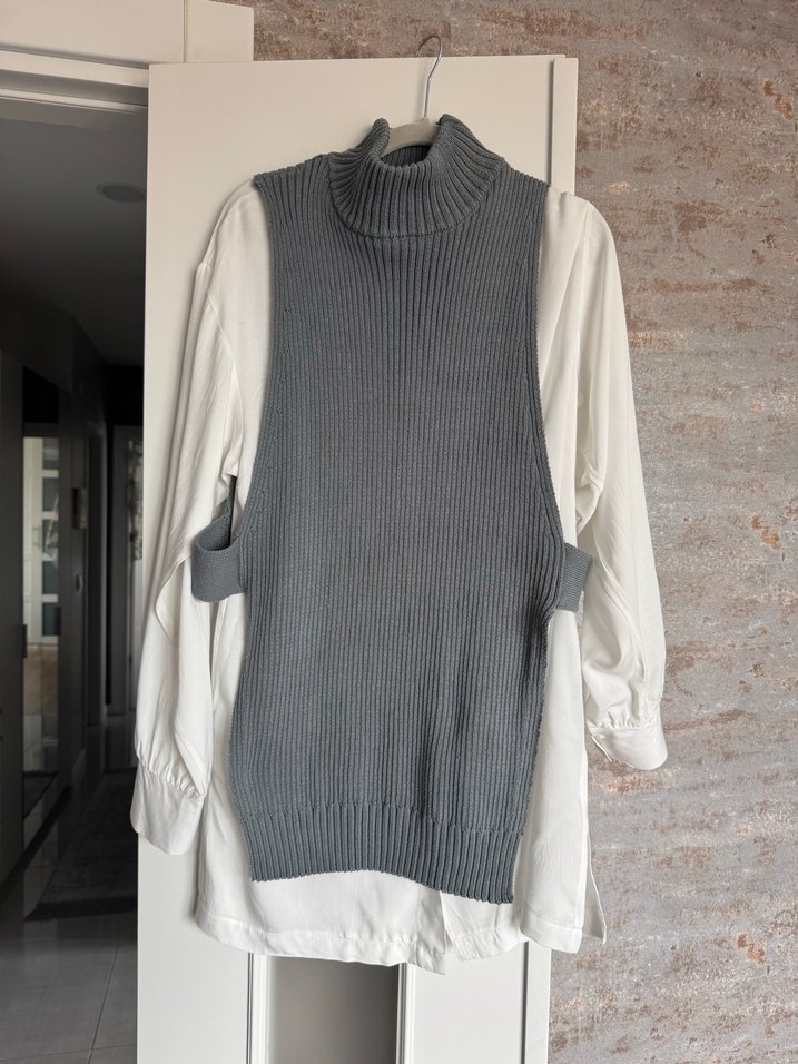 Zara Kadın Gri Yüksek Yakalı Örgü Süveter - Görsel 4