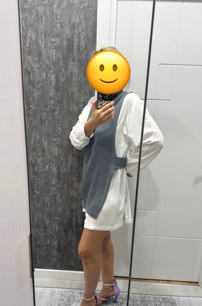 Zara Kadın Gri Yüksek Yakalı Örgü Süveter - Görsel 2