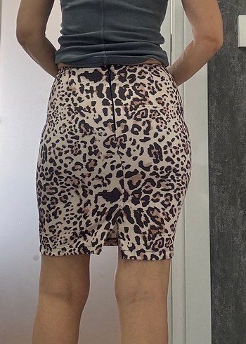 Leopar Desenli Midi Etek Medium Beden - Görsel 2