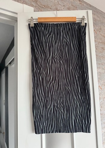 Yeşil Zebra Desenli Pilili Midi Etek Medium - Görsel 3