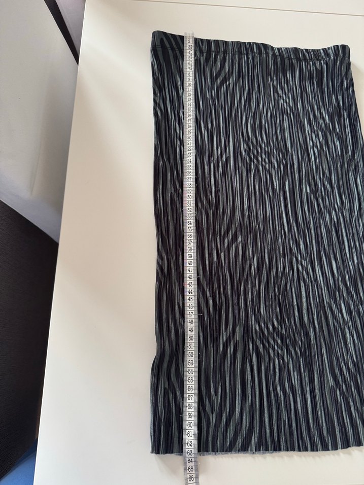 Yeşil Zebra Desenli Pilili Midi Etek Medium - Görsel 4