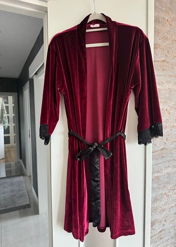 Suwen Kadın Uzun Kollu Kadife Sabahlık - Görsel 7