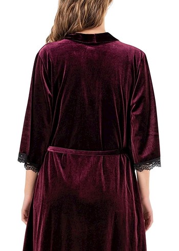 Suwen Kadın Uzun Kollu Kadife Sabahlık - Görsel 2