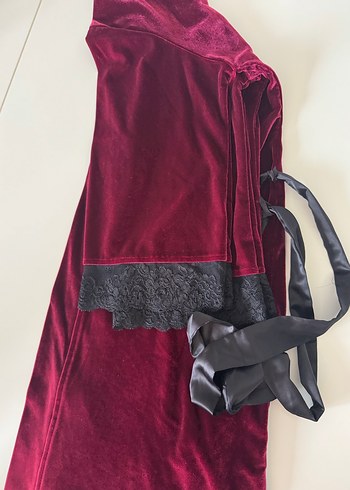 Suwen Kadın Uzun Kollu Kadife Sabahlık - Görsel 8