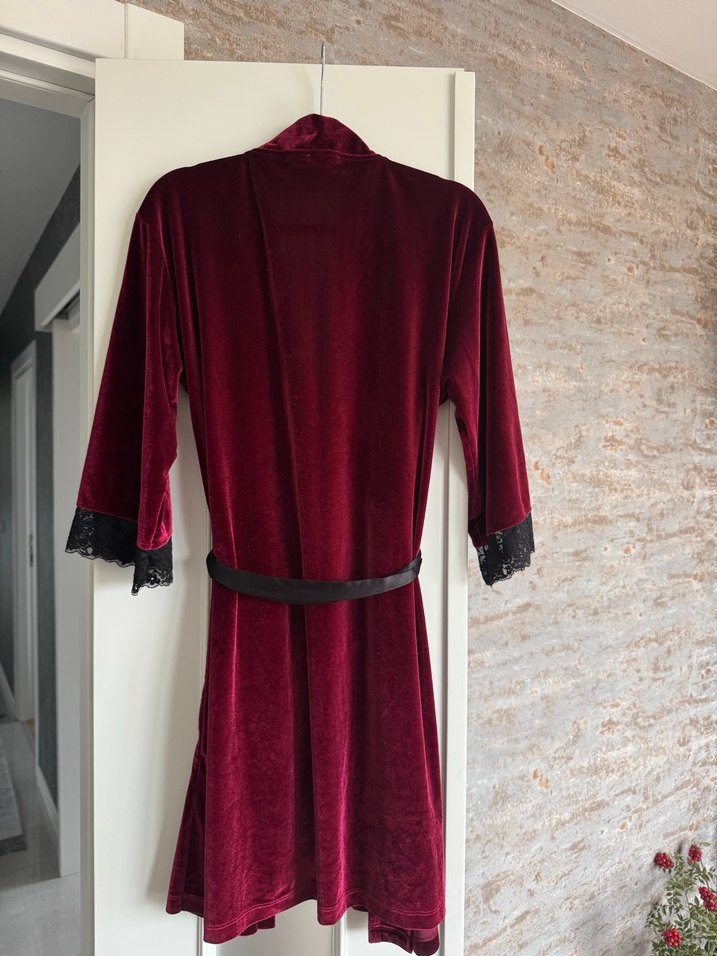 Suwen Kadın Uzun Kollu Kadife Sabahlık - Görsel 3