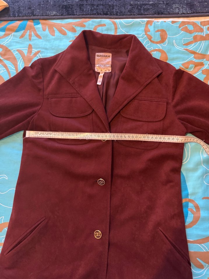 Düğmeli Bordo Süet Kadın Ceket - Görsel 3