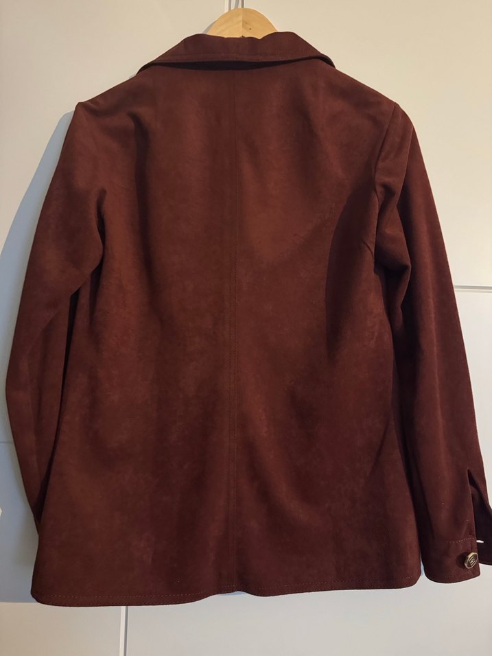 Düğmeli Bordo Süet Kadın Ceket - Görsel 2
