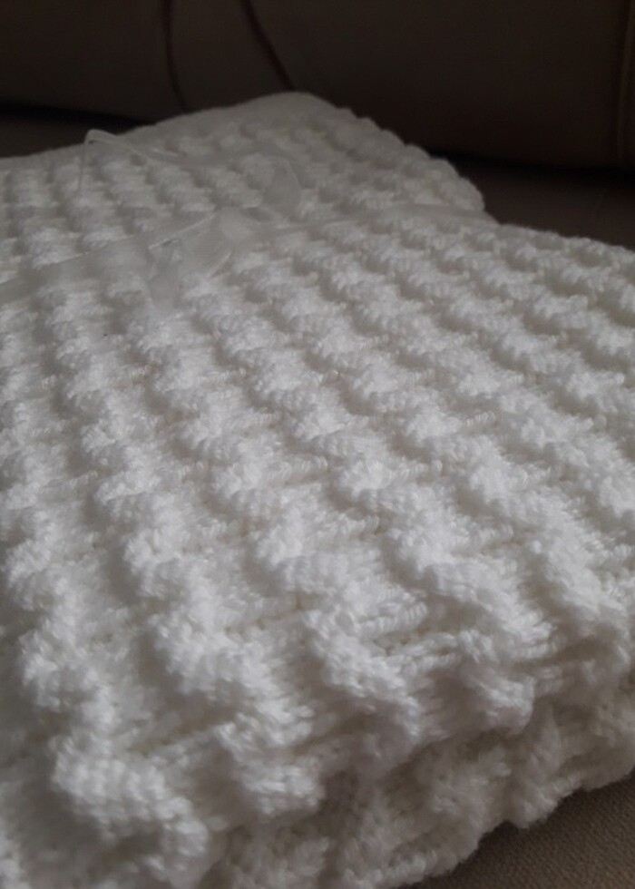 El örgüsü bebek battaniyesi - Görsel 4