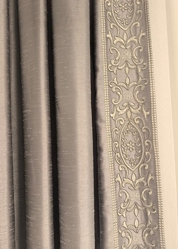 Nakışlı Gri Klasik Perde - Görsel 2