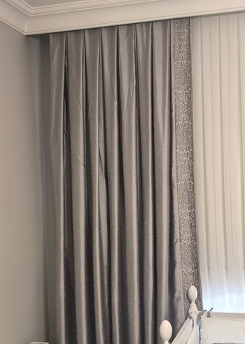 Nakışlı Gri Klasik Perde - Görsel 3
