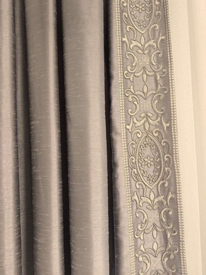 Nakışlı Gri Klasik Perde - Görsel 2