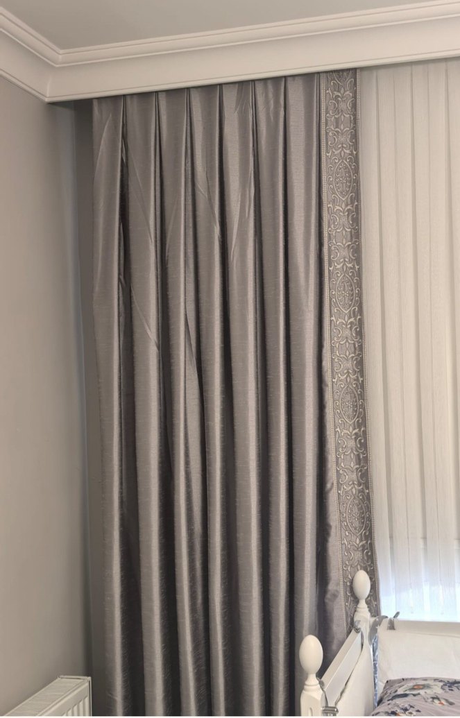 Nakışlı Gri Klasik Perde - Görsel 3