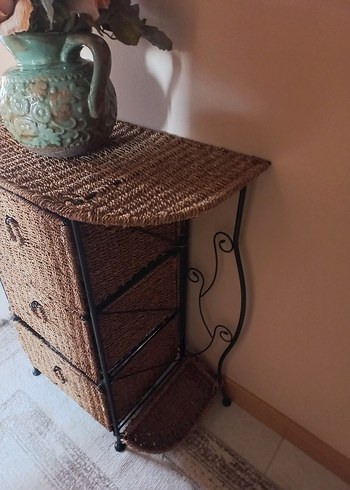 Koyu Kahverengi Hasır 3 Çekmeceli Dolap Düzenleyici - Görsel 6