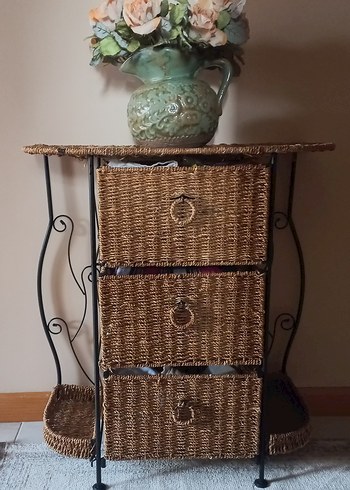 Koyu Kahverengi Hasır 3 Çekmeceli Dolap Düzenleyici - Görsel 2