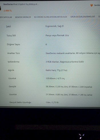 SteelSeries Rival 3 Optik 6 Tuş Kablolu Gaming Mouse - Görsel 3