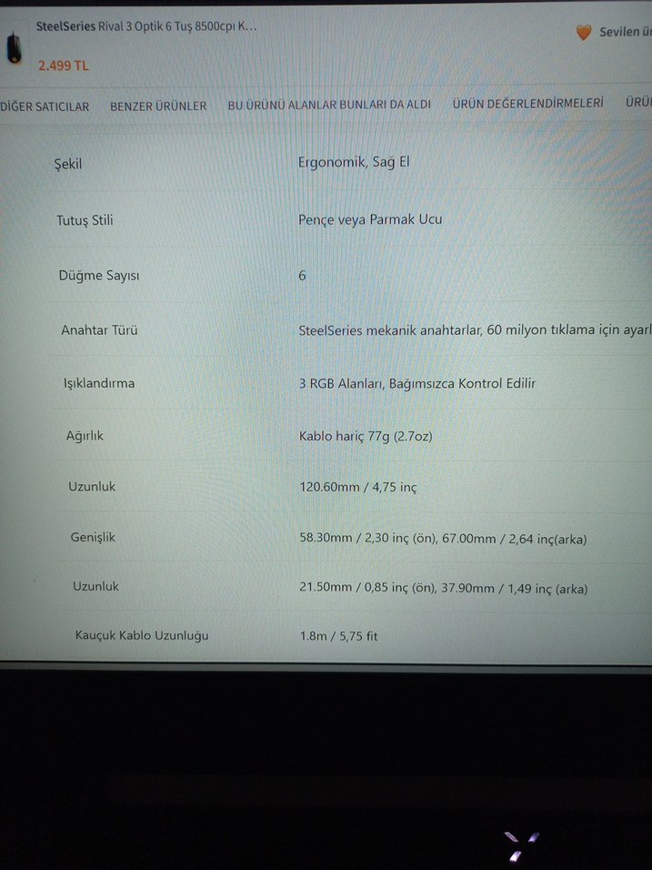 SteelSeries Rival 3 Optik 6 Tuş Kablolu Gaming Mouse - Görsel 3