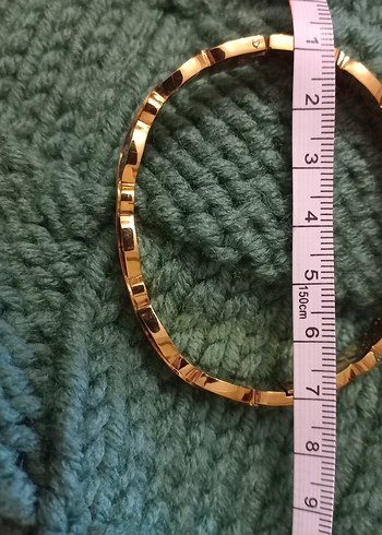 Örgü Desenli Parlak Altın Bilezik - Görsel 2