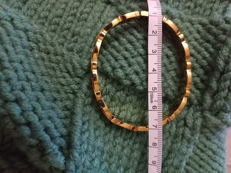 Örgü Desenli Parlak Altın Bilezik - Görsel 2