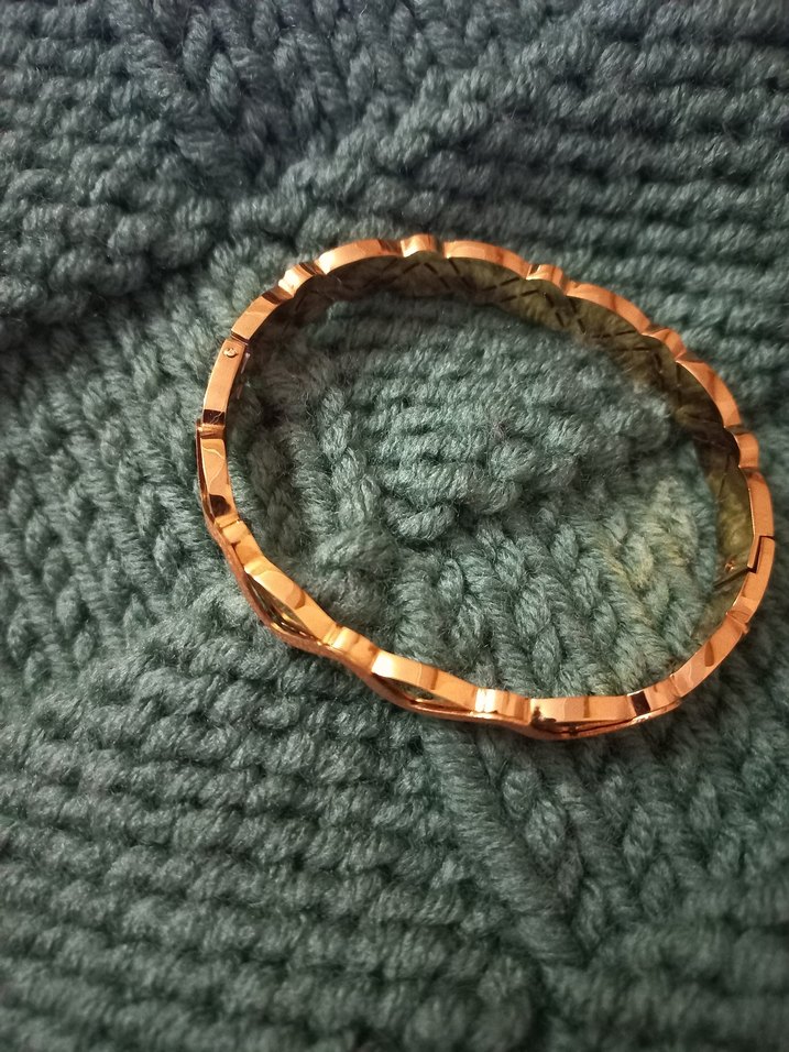 Örgü Desenli Parlak Altın Bilezik - Görsel 3