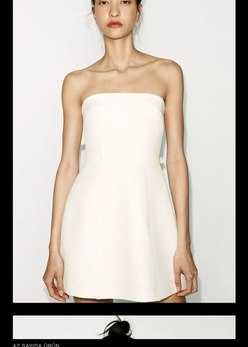 Zara Beyaz Straplez Elbise