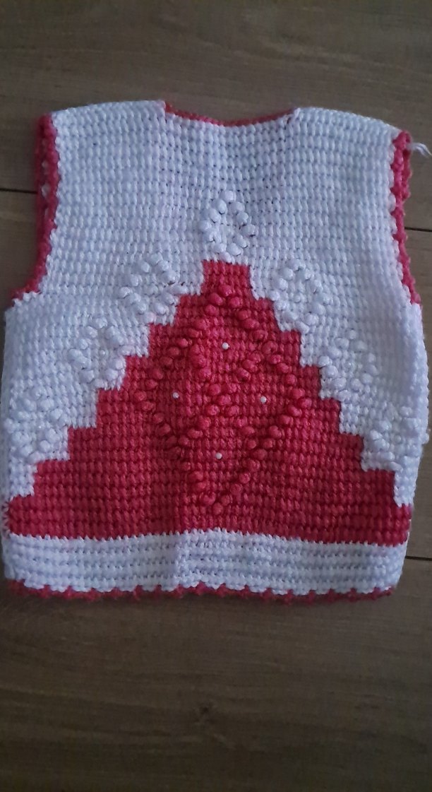 Kız Çocuk Beyaz pembe Örgü Yelek - Görsel 2