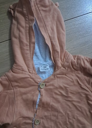 Düğmeli Kahverengi Bebek Kız Mont - Görsel 3