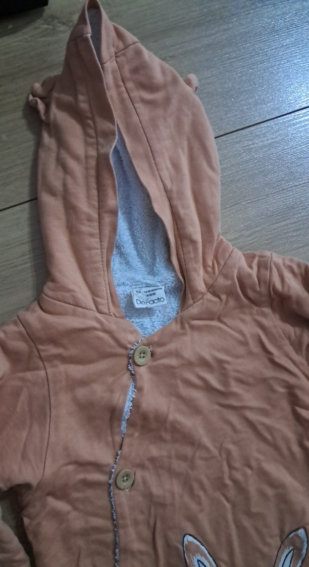 Düğmeli Kahverengi Bebek Kız Mont - Görsel 3